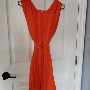 Coral dress with belt